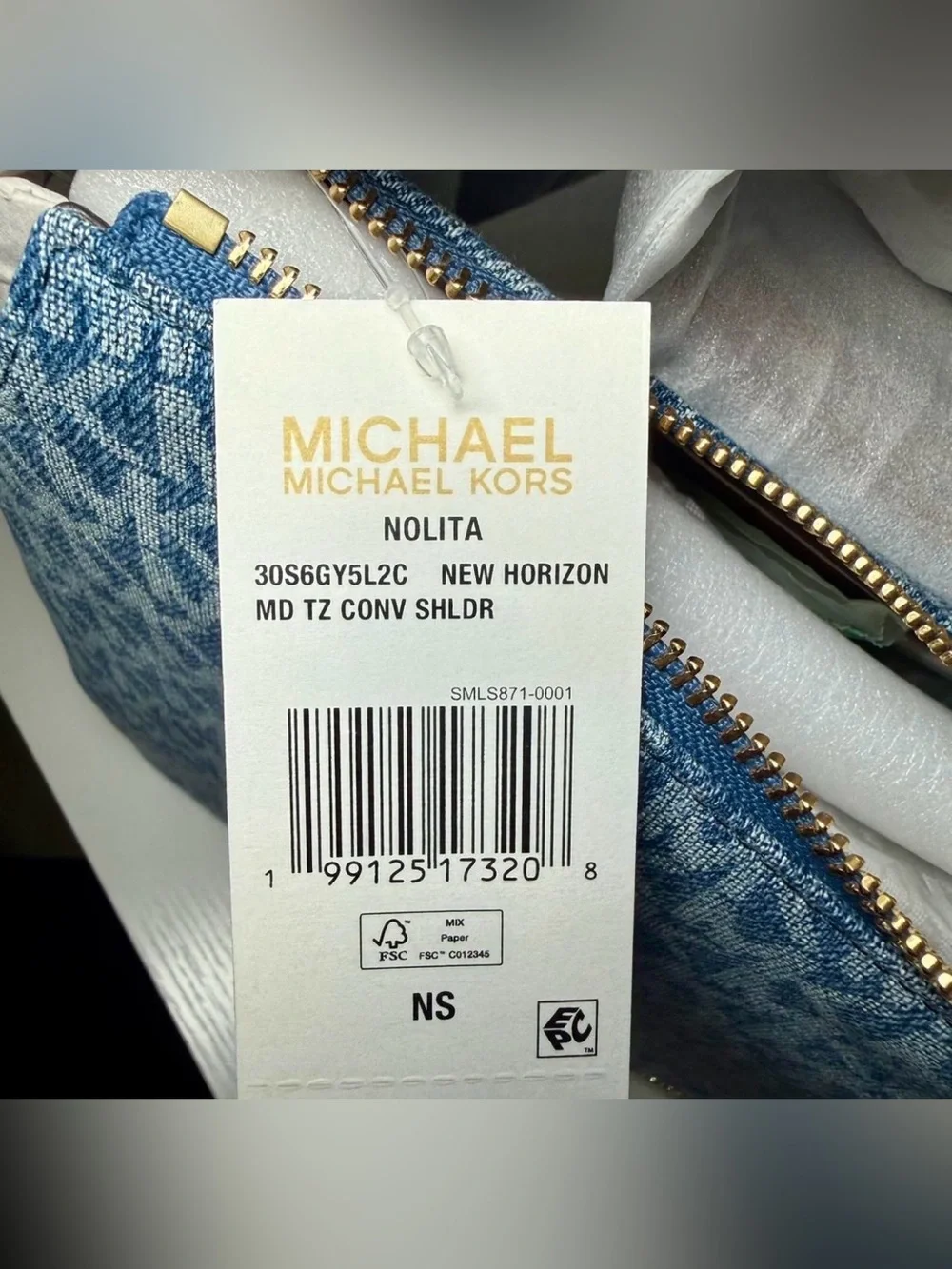Michael Kors Blue Signature MK Jacquard Shoulder Bag